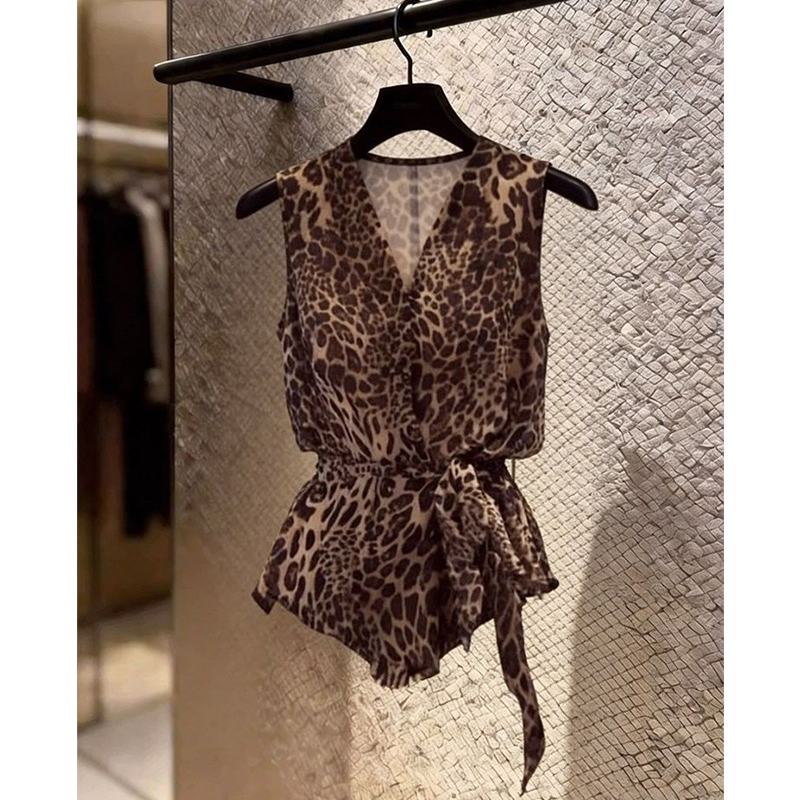Summer Clothing Trends For Women - Summer Trend Sexy Leopard Chiffon V-neck