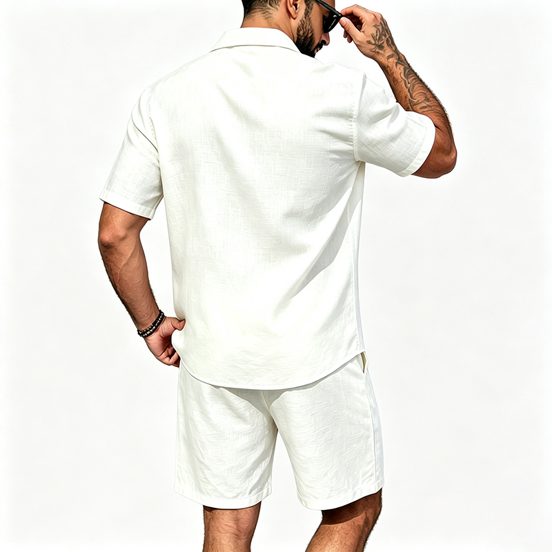 Men Linen Two Piece Outfit Sho - огляд і ціна Linen Shorts Men