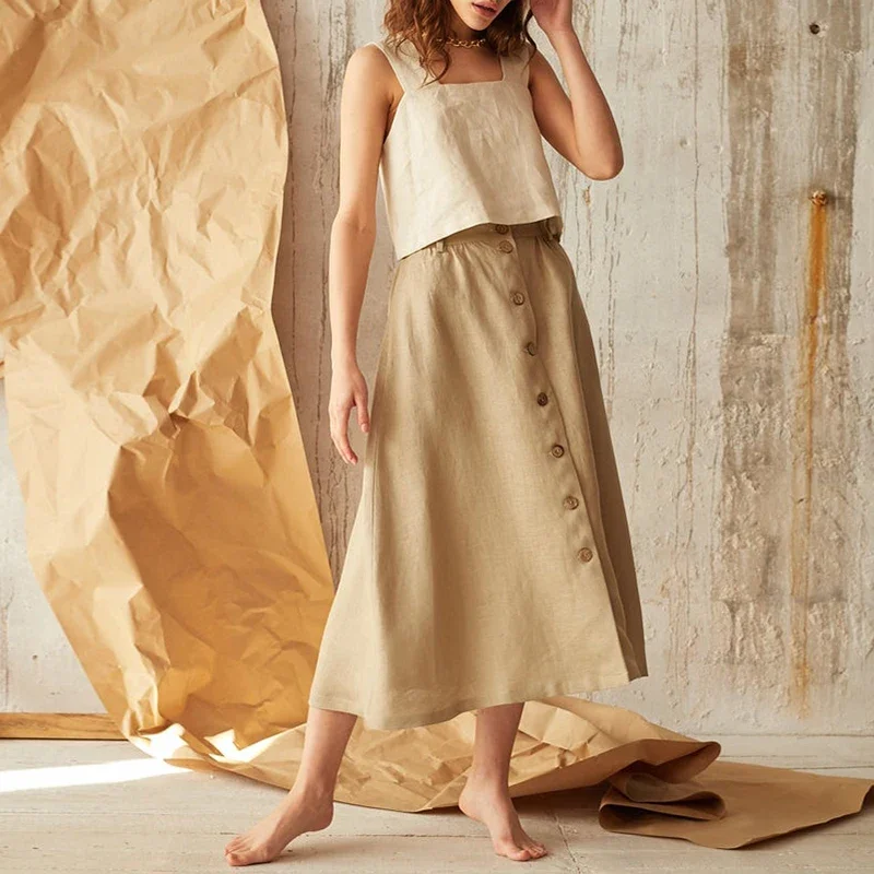 Vintage Cotton Linen Women Tan - огляд і ціна Summer De Clothing