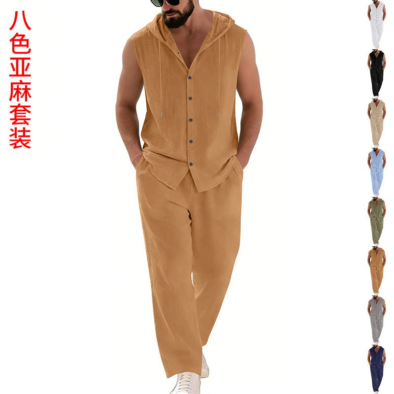 Men's Casual Linen Suit Hooded - огляд і ціна Summer Clothing