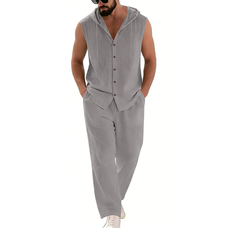 Men's Casual Linen Suit Hooded - огляд і ціна Summer Clothing