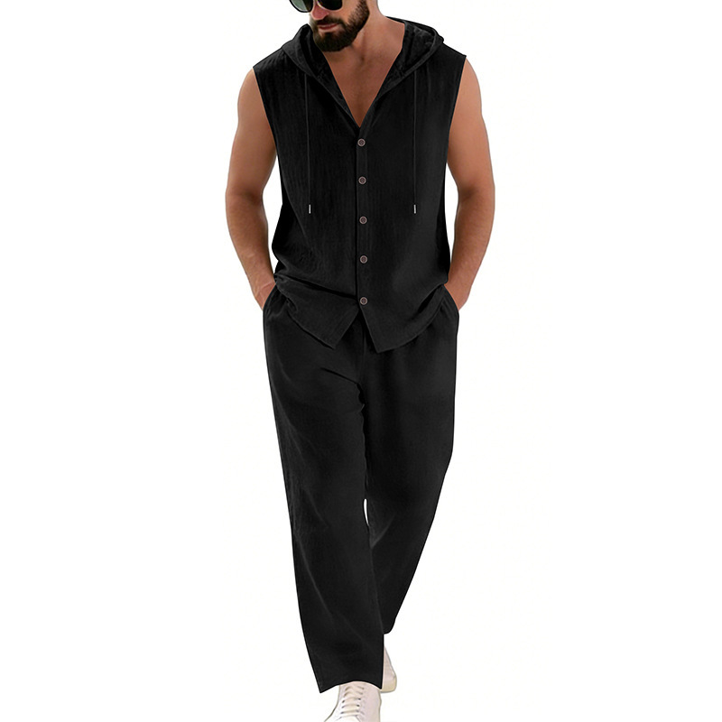 Men's Casual Linen Suit Hooded - огляд і ціна Summer Clothing