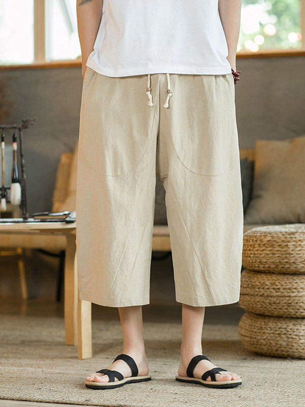 Cotton Linen Wide Leg Seven-Fo - огляд і ціна Linen Shorts Men