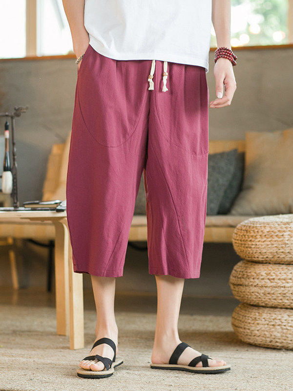 Cotton Linen Wide Leg Seven-Fo - огляд і ціна Linen Shorts Men