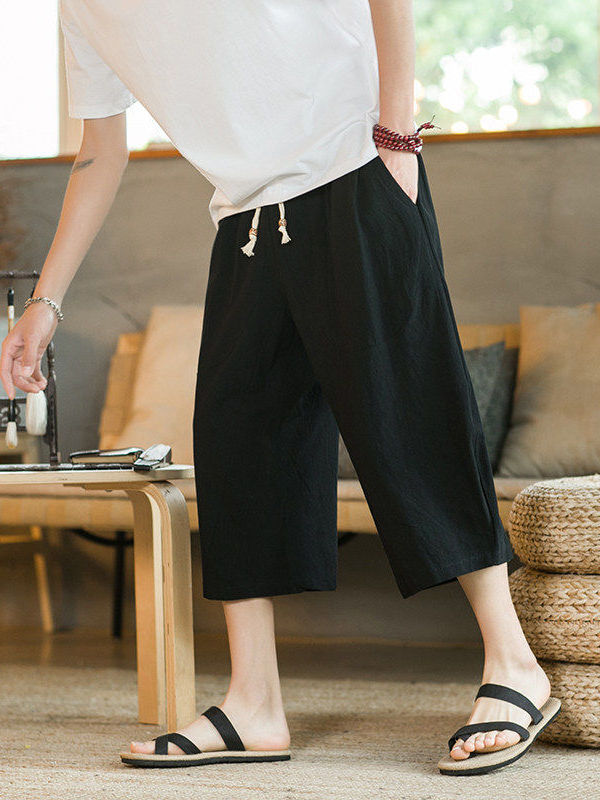 Cotton Linen Wide Leg Seven-Fo - огляд і ціна Linen Shorts Men