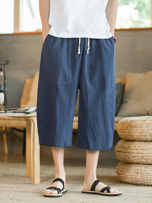 Cotton Linen Wide Leg Seven-Fo - огляд і ціна Linen Shorts Men