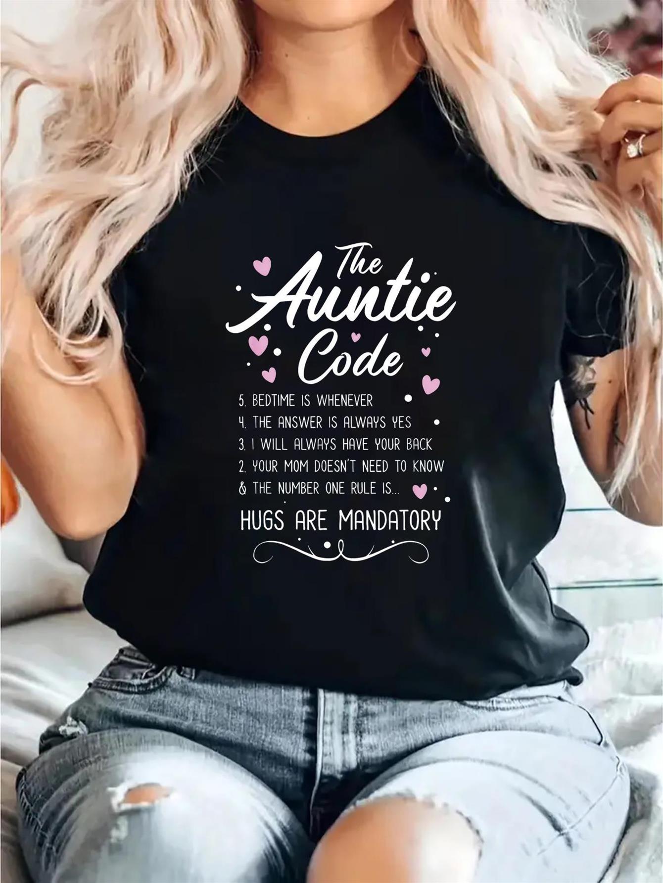 Women's Fun Auntie Themed T-Sh - огляд і ціна Summer Clothing Quotes