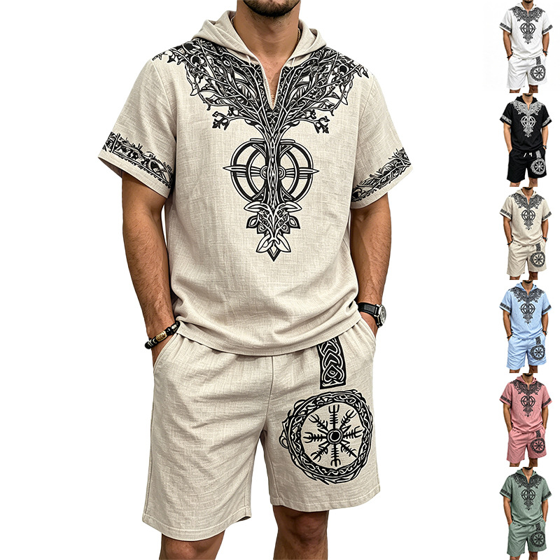 Men Linen Look Viking Tree Pri - огляд і ціна Linen Shorts Men