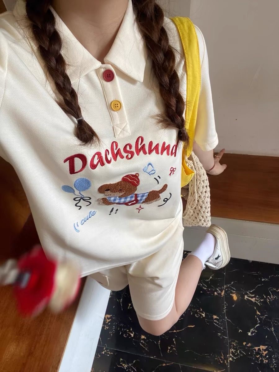 Kawaii Embroidery Dog Japan St - огляд і ціна Summer Clothing Cartoon