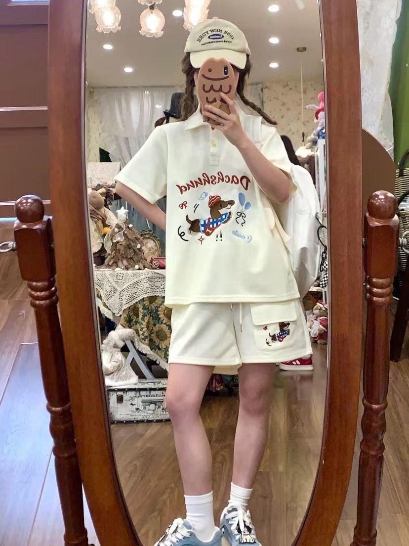 Kawaii Embroidery Dog Japan St - огляд і ціна Summer Clothing Cartoon