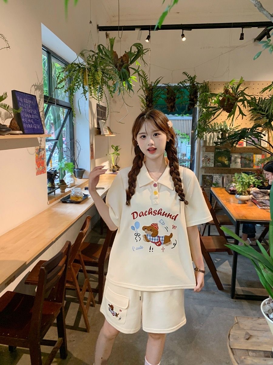 Kawaii Embroidery Dog Japan St - огляд і ціна Summer Clothing Cartoon